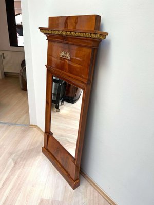 Biedermeier Cherry Wall Mirror with Brass Decor, South Germany, 1820s-NNB-1377592