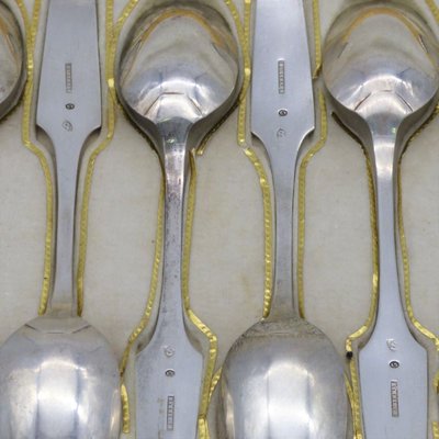 Biedermeier Coffee Spoons with Tremults in 13 Lot Silver from Nürnberg, Set of 12-WK-1152837