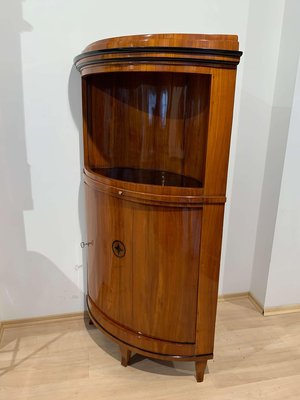 Biedermeier Corner Cabinet, Cherry Veneer, Ebony Inlay, South Germany circa 1820-NNB-1005706