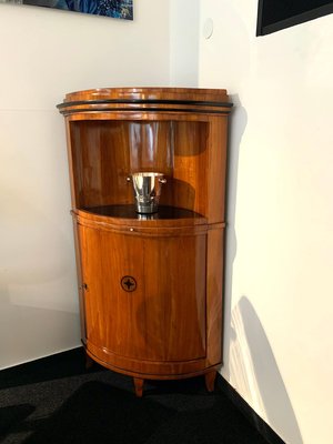 Biedermeier Corner Cabinet, Cherry Veneer, Ebony Inlay, South Germany circa 1820-NNB-1005706