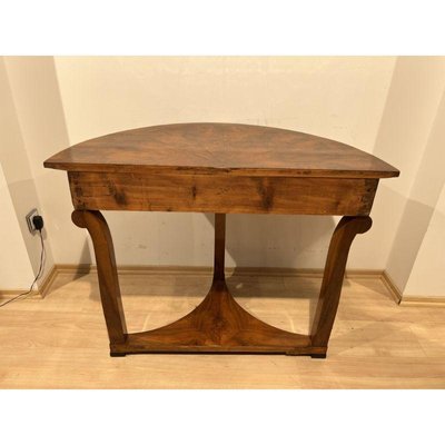 Biedermeier Demi-Lune Console Table in Walnut Veneer & Maple, Austria, 1830s-NNB-1241171