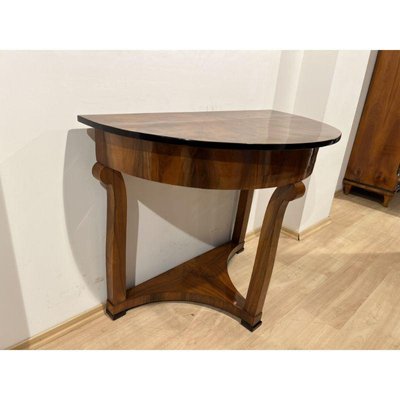 Biedermeier Demi-Lune Console Table in Walnut Veneer & Maple, Austria, 1830s-NNB-1241171