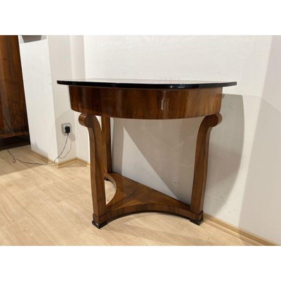 Biedermeier Demi-Lune Console Table in Walnut Veneer & Maple, Austria, 1830s-NNB-1241171