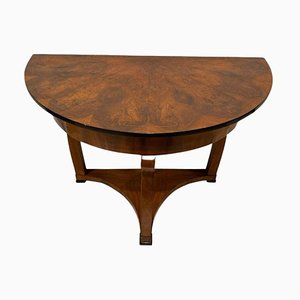 Biedermeier Demi-Lune Console Table in Walnut Veneer & Maple, Austria, 1830s-NNB-1241171