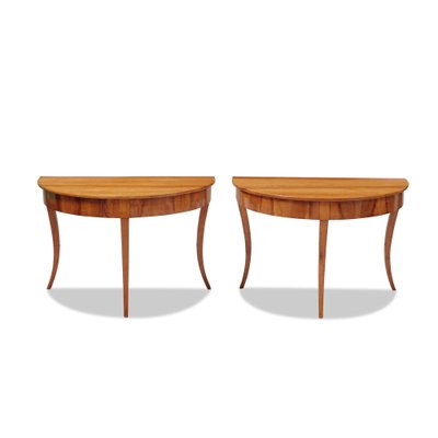 Biedermeier Demi Lune Consoles Converting Table in Cherry, 1820s, Set of 2-GCQ-1723767