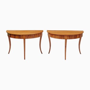 Biedermeier Demi Lune Consoles Converting Table in Cherry, 1820s, Set of 2-GCQ-1723767