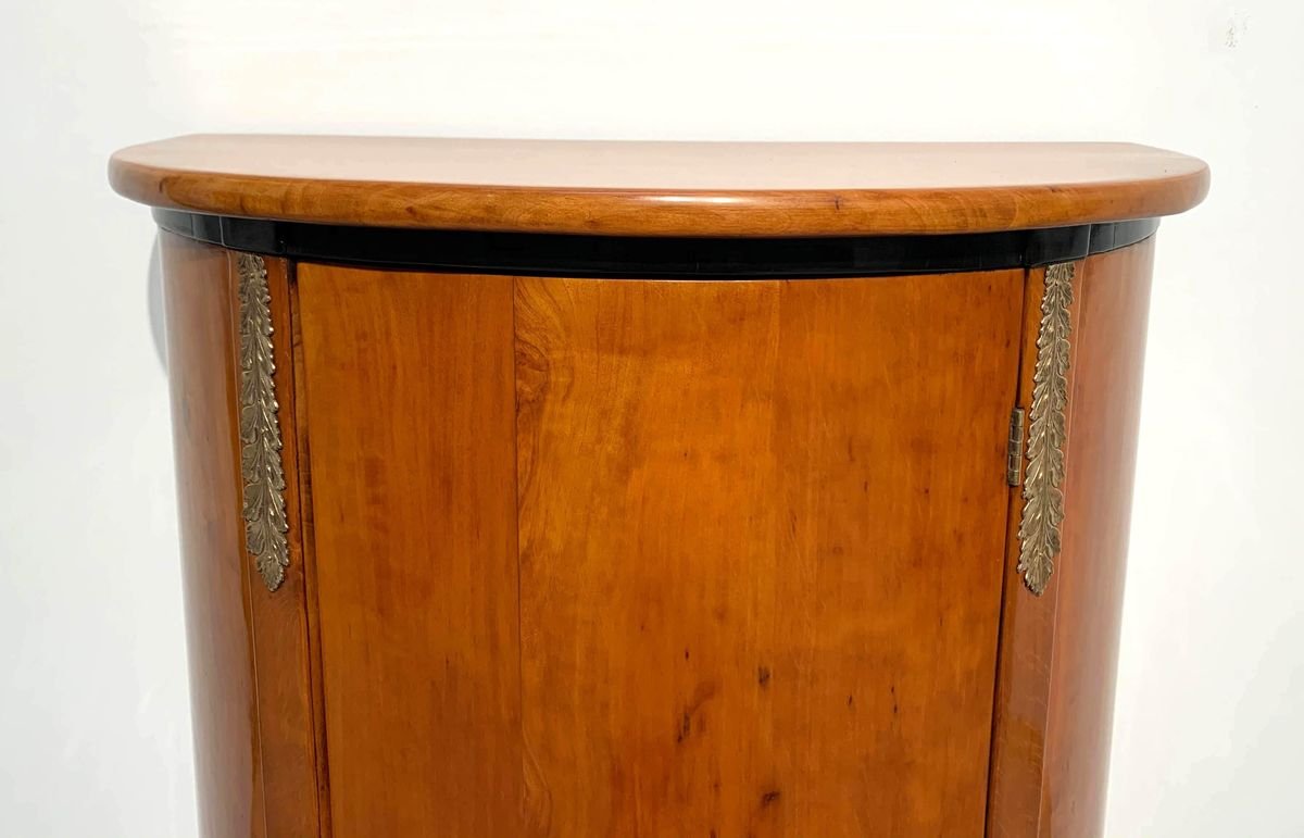 Biedermeier Demilune Half Cabinet, Cherrywood and Brass, France, circa 1810