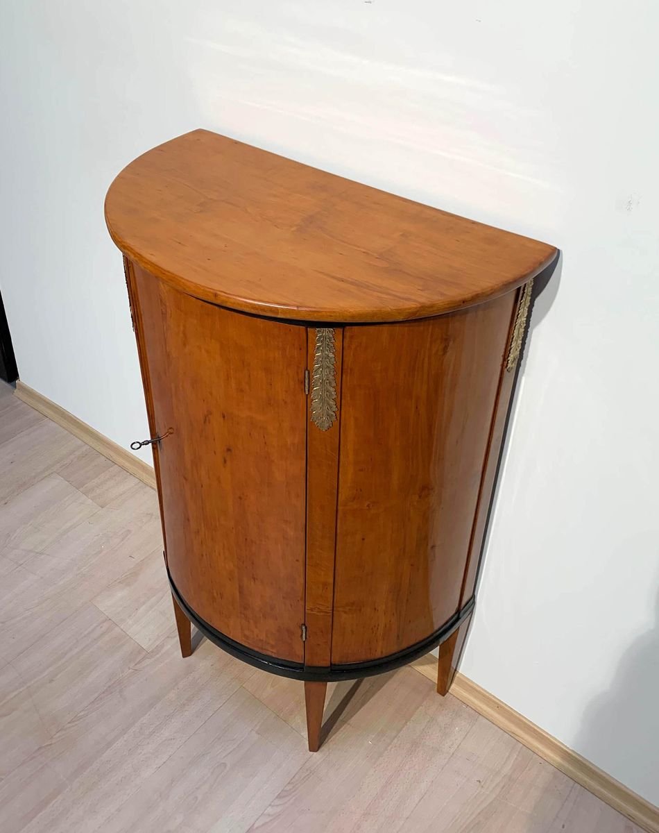 Biedermeier Demilune Half Cabinet, Cherrywood and Brass, France, circa 1810-NNB-810369