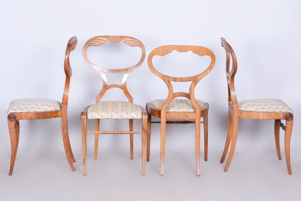 Biedermeier Dining Chairs in Oak & Walnut, Vienna, Austria, 1820s, Set of 4-WHY-1705665