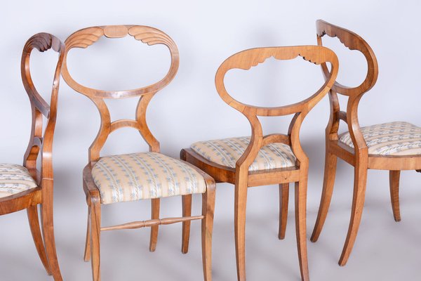 Biedermeier Dining Chairs in Oak & Walnut, Vienna, Austria, 1820s, Set of 4-WHY-1705665