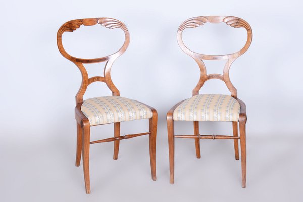 Biedermeier Dining Chairs in Oak & Walnut, Vienna, Austria, 1820s, Set of 4-WHY-1705665