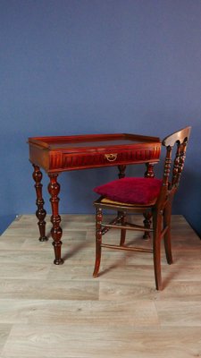 Biedermeier Lady Writing Desk with Drawer in Mahogany, 1890s-KK-1820831