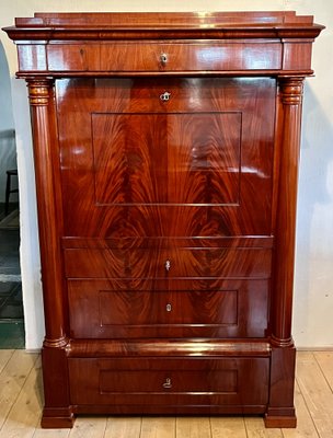 Biedermeier Mahogany Veneer Secretary, 1800s-RVU-1811600