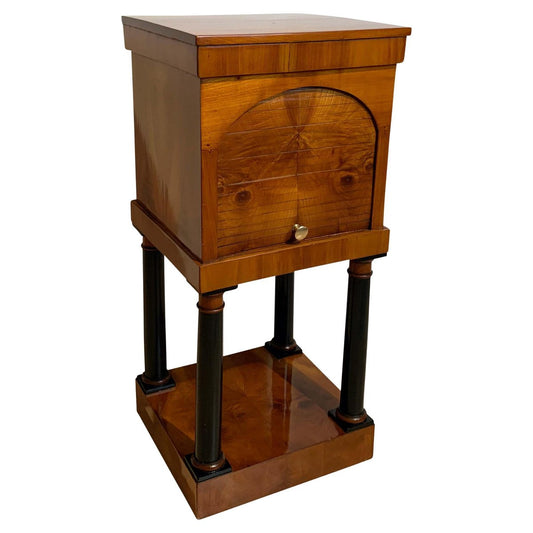 Biedermeier Nightstand, Cherry Wood, Full Columns, Southwest Germany circa 1820