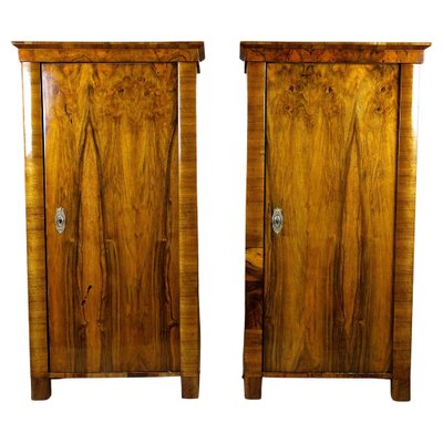 Biedermeier Nutwood Cabinets, Austria, 1830s, Set of 2-TQA-1322291