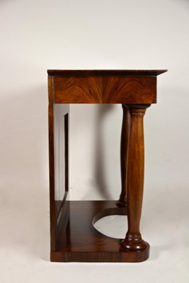 Biedermeier Nutwood Console Table with Columns, Austria, 1860s-TQA-1322374