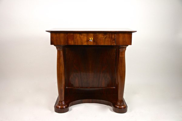 Biedermeier Nutwood Console Table with Columns, Austria, 1860s-TQA-1322374