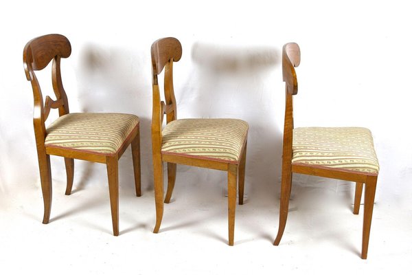 Biedermeier Nutwood Shovel Dining Chairs, 19th Century, Set of 6-TQA-1740772