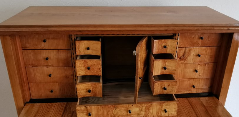 Biedermeier Oak and Birch Secretary, 1820s-ELB-1271263