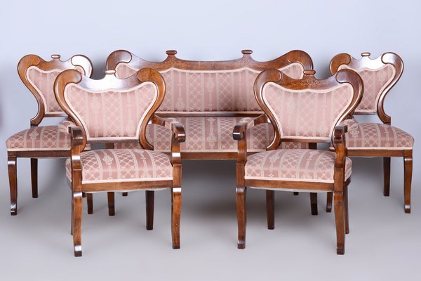 Biedermeier Oak Seating Set in Walnut, Austria, 1840s, Set of 5-WHY-1705613