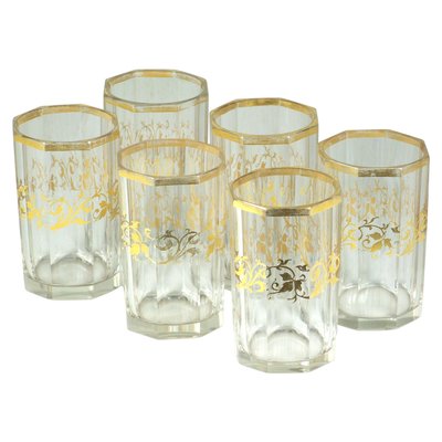 Biedermeier Octagonal Cut Glasses, Set of 6-TZ-1110501