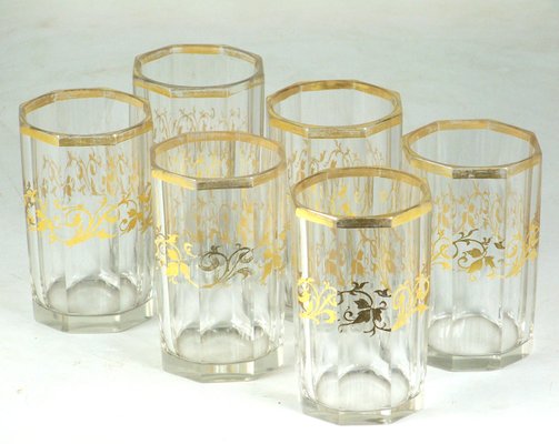 Biedermeier Octagonal Cut Glasses, Set of 6-TZ-1110501