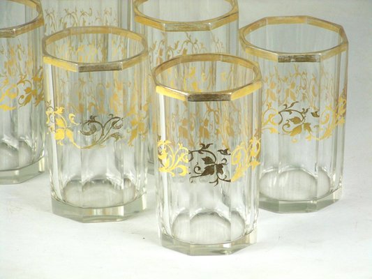 Biedermeier Octagonal Cut Glasses, Set of 6-TZ-1110501