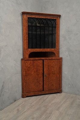 Biedermeier Poplar and Briar Wood Corner Cabinet, Austria, 1820s-UH-853111