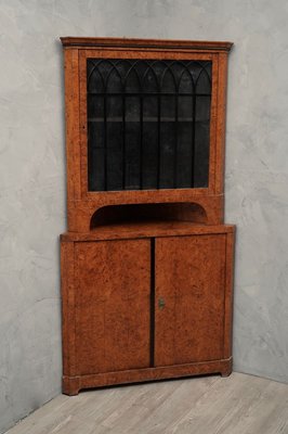 Biedermeier Poplar and Briar Wood Corner Cabinet, Austria, 1820s-UH-853111