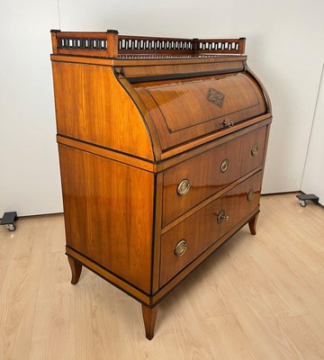 Biedermeier Roll-Top Desk in Cherry Veneer and Brass, 1820-NNB-2017624