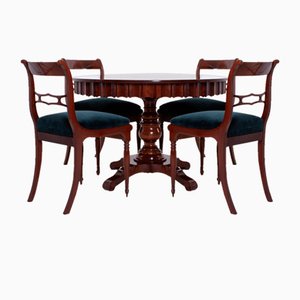 Biedermeier Round Dining Table and Chairs, 19th Century, Set of 5-WZF-1735983