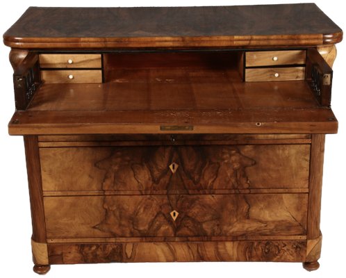 Biedermeier Secretary Chest in Walnut, 1830s-DXD-1790759