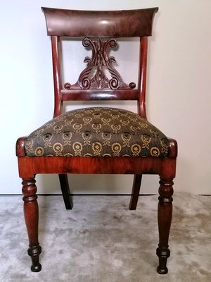 Biedermeier Style Danish Wood and Fabric Chair-QRS-1177260