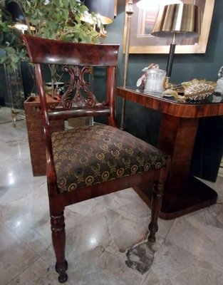 Biedermeier Style Danish Wood and Fabric Chair-QRS-1177260