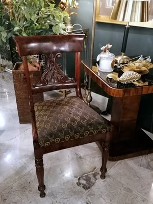 Biedermeier Style Danish Wood and Fabric Chair-QRS-1177260