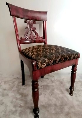 Biedermeier Style Danish Wood and Fabric Chair-QRS-1177260