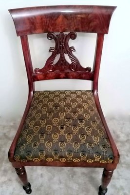 Biedermeier Style Danish Wood and Fabric Chair-QRS-1177260