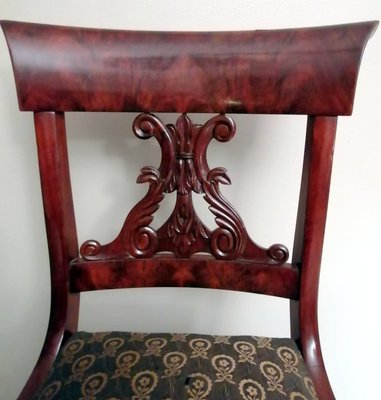 Biedermeier Style Danish Wood and Fabric Chair-QRS-1177260