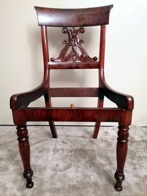 Biedermeier Style Danish Wood and Fabric Chair-QRS-1177260