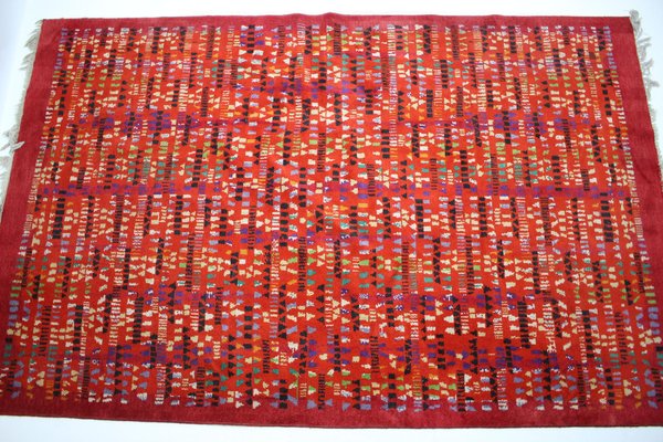 Big Abstract Hand-Made Carpet in Wool, 1950s-TZ-1257683