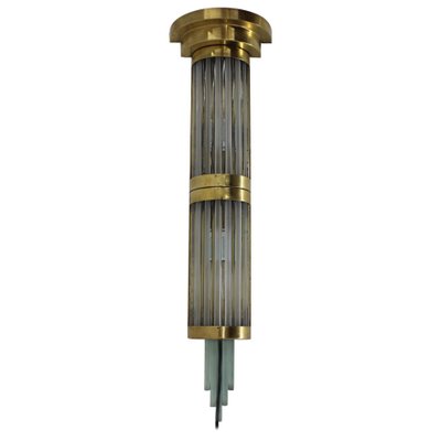 Big Art Deco Brass and Glass Wall Lamp, 1930s-TZ-975065