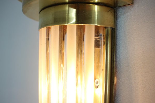 Big Art Deco Brass and Glass Wall Lamp, 1930s-TZ-975065