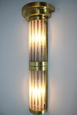 Big Art Deco Brass and Glass Wall Lamp, 1930s-TZ-975065