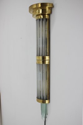 Big Art Deco Brass and Glass Wall Lamp, 1930s-TZ-975065