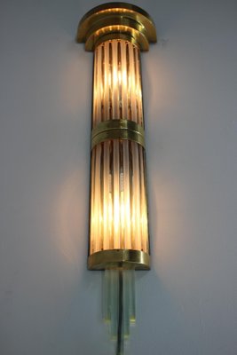 Big Art Deco Brass and Glass Wall Lamp, 1930s-TZ-975065