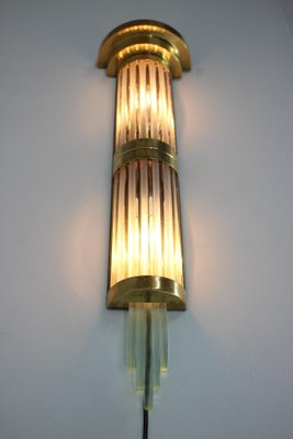 Big Art Deco Brass and Glass Wall Lamp, 1930s-TZ-975065