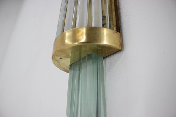 Big Art Deco Brass and Glass Wall Lamp, 1930s-TZ-975065