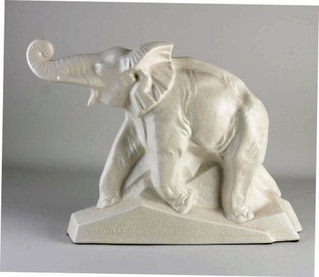 Big Art Deco French Ceramic Elephant by Le Jan, 1930s-HWV-1162332