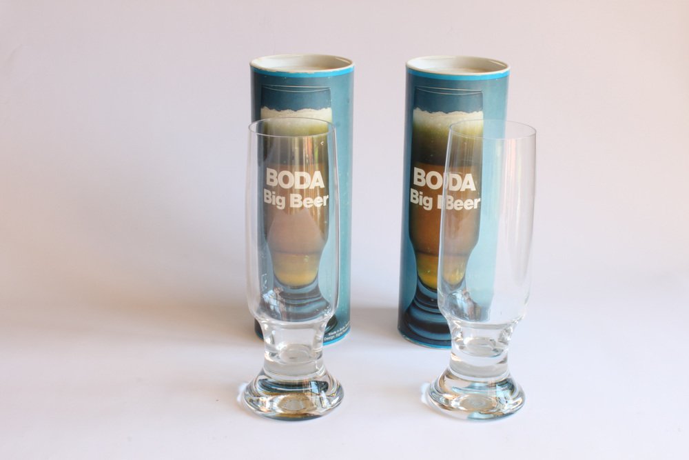 Big Beer Glasses by Signe Persson-Melin for Boda Sweden, 1970s, Set of 2