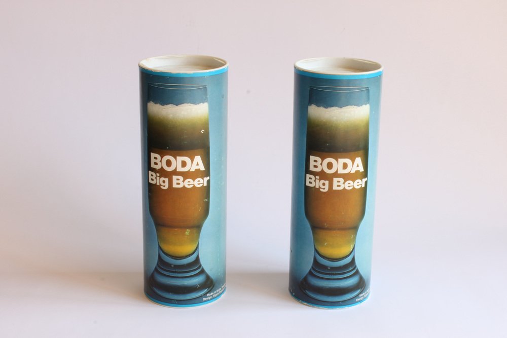 Big Beer Glasses by Signe Persson-Melin for Boda Sweden, 1970s, Set of 2